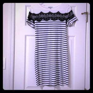 Black and white striped dress